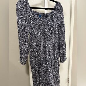 Old Navy Navy Floral Long Sleeve Dress